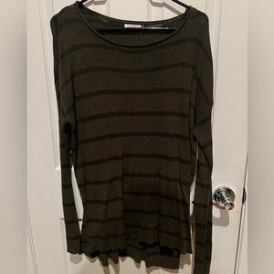 Green and black striped long sleeve sweater. Made by Sis Sis size large